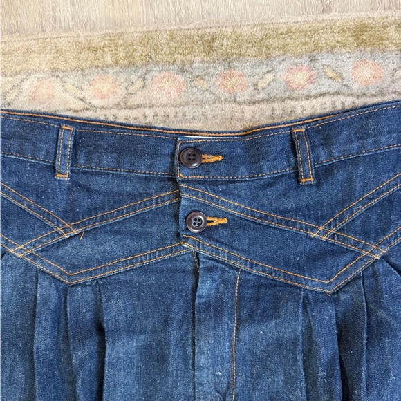 THE GREAT. Dark Denim A-Line Midi Skirt - Picture 3 of 7